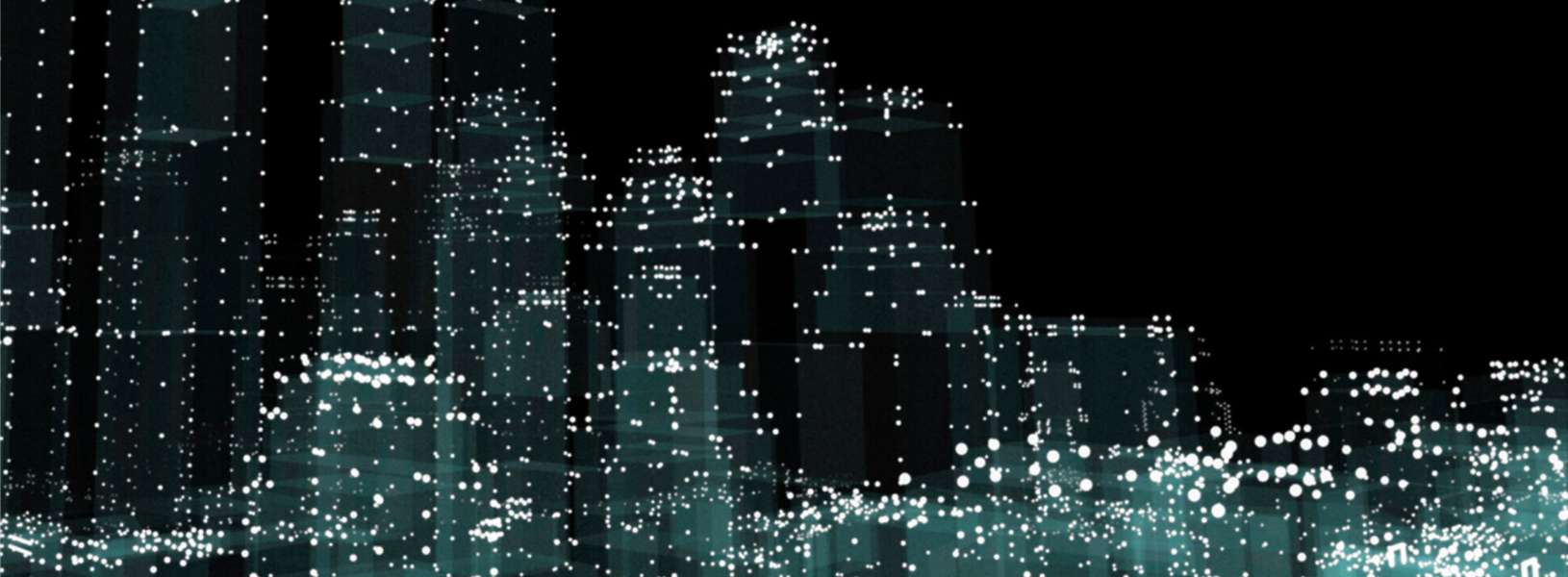 An abstract illuminated cityscape representing digital real estate